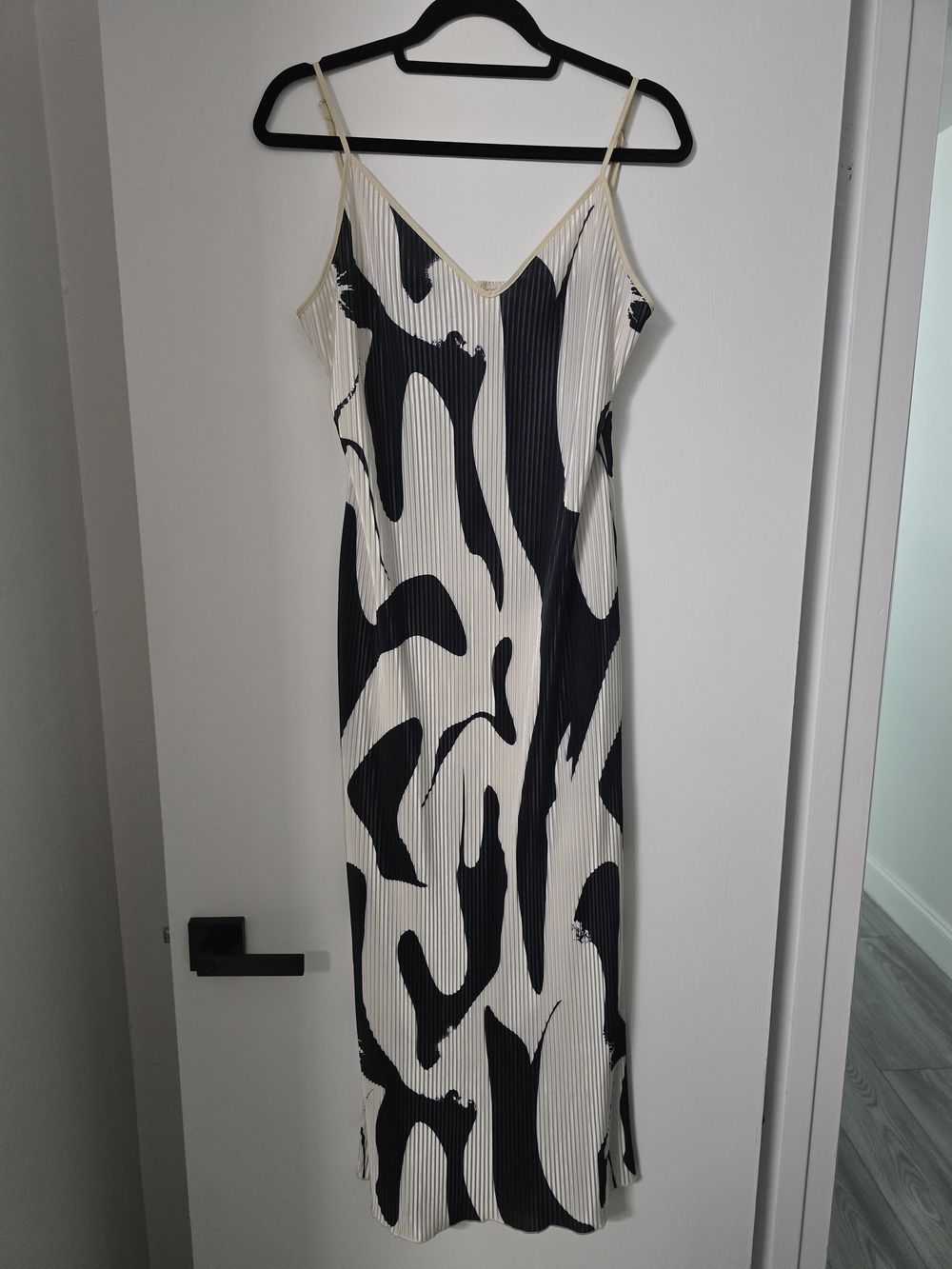 Black & Cream Abstract Slip Dress